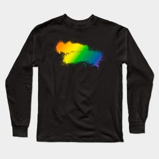 Rainbow Paint Smudge Minimalism Long Sleeve T-Shirt